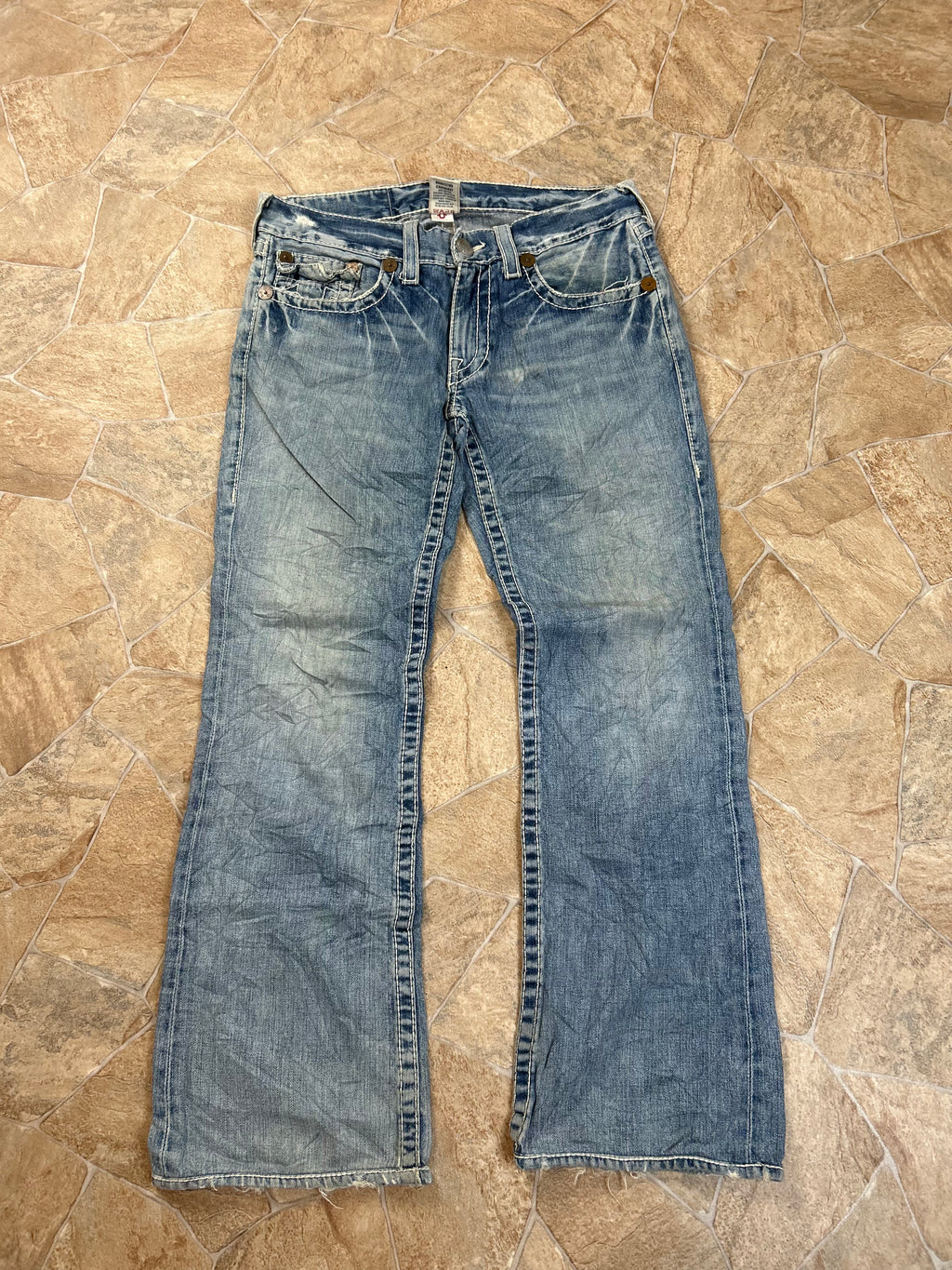 True Religion Vintage Straight Jeans Baggy Billy Big T, L