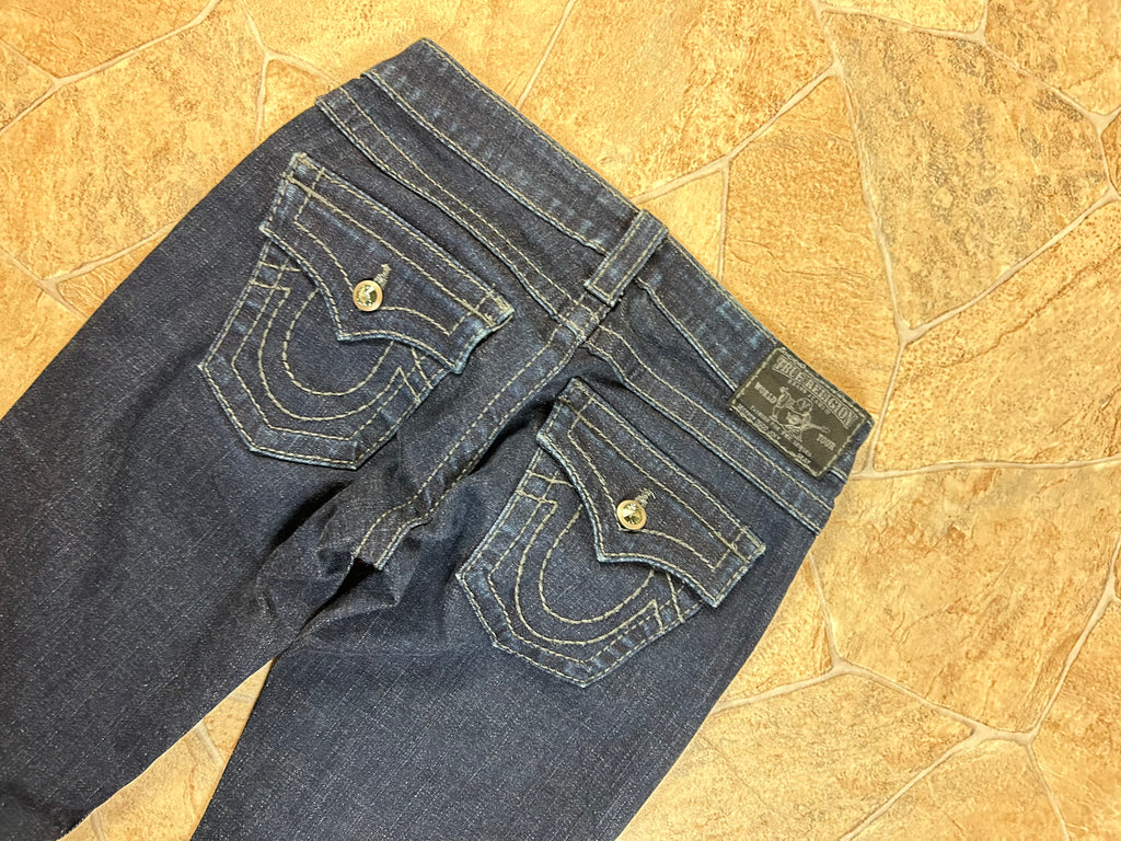 True Religion Vintage Flared Jeans Bootcut Schlaghose lowwaist Disco Joey selten, XS