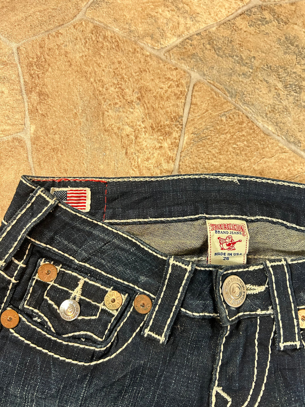 True Religion Vintage Straight Jeans Bootcut Lowwaist Billy Big T, XS