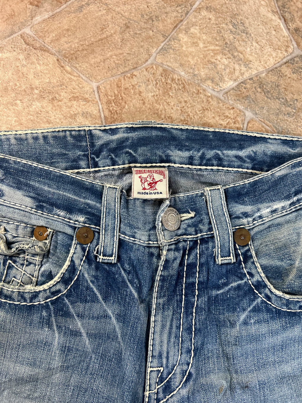 True Religion Vintage Straight Jeans Baggy Billy Big T, L