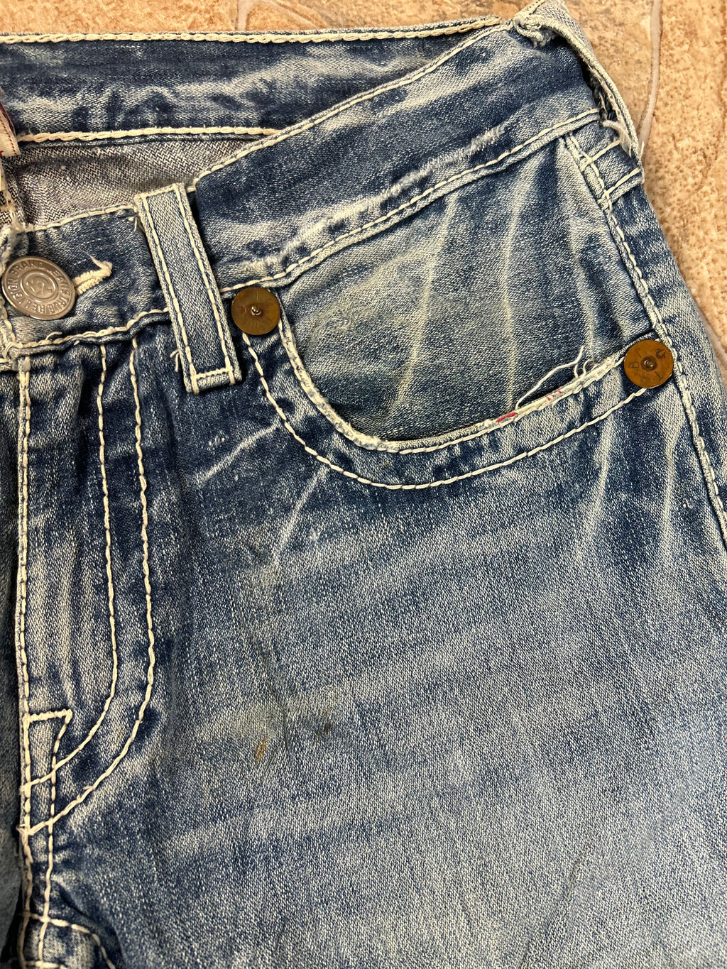 True Religion Vintage Straight Jeans Baggy Billy Big T, L