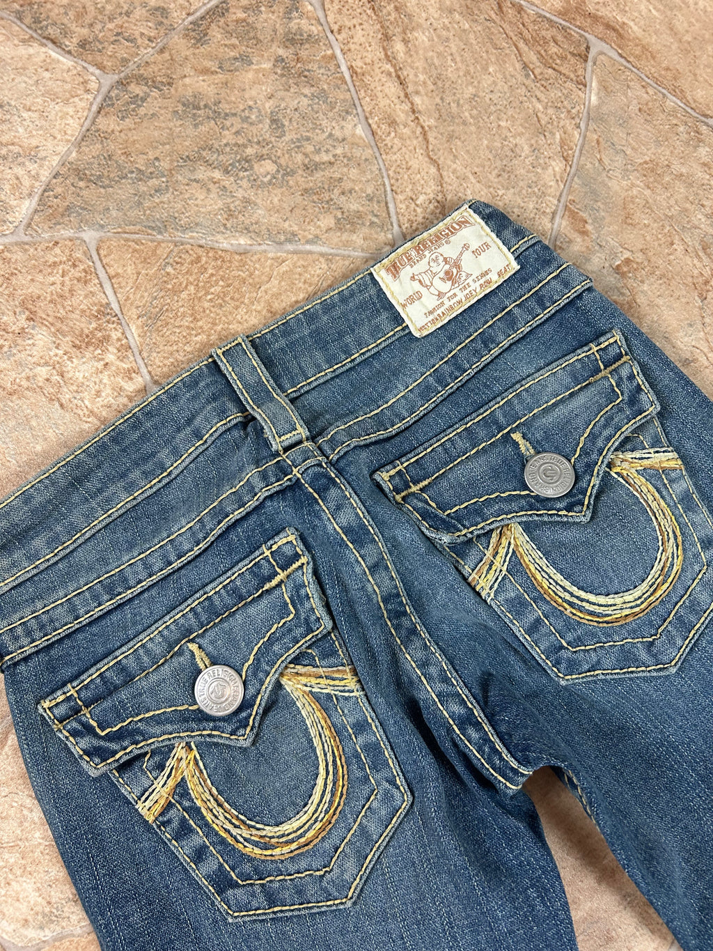 True Religion Vintage Flared Jeans Bootcut lowwaist Rainbow Joey, XS