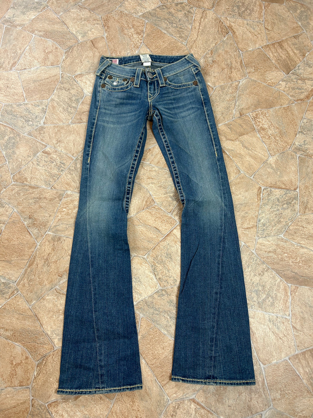 True Religion Vintage Flared Jeans Bootcut lowwaist Rainbow Joey, XS