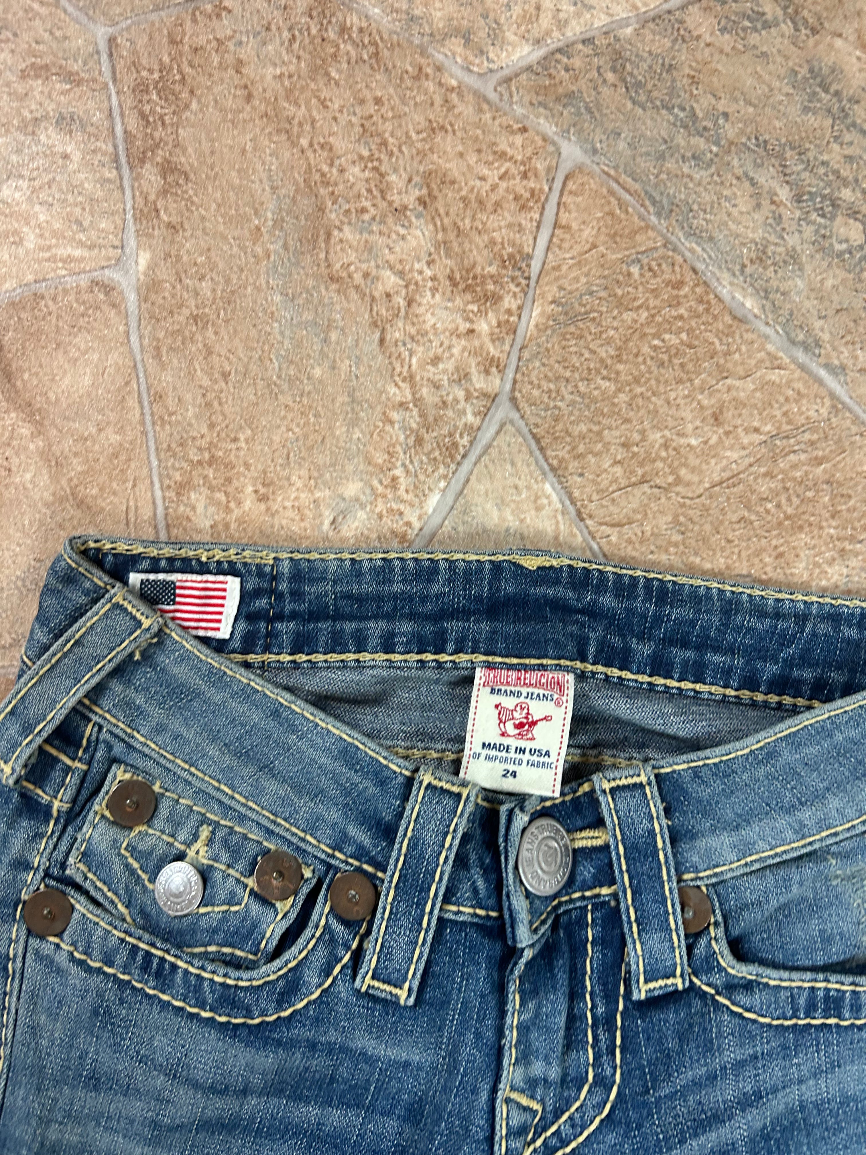 True Religion Vintage Flared Jeans Bootcut lowwaist Rainbow Joey, XS