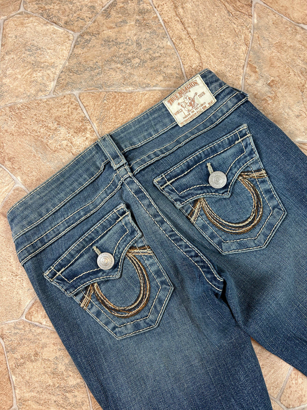 True Religion Vintage Straight Jeans Bootcut lowwaist Rainbow Billy, XS