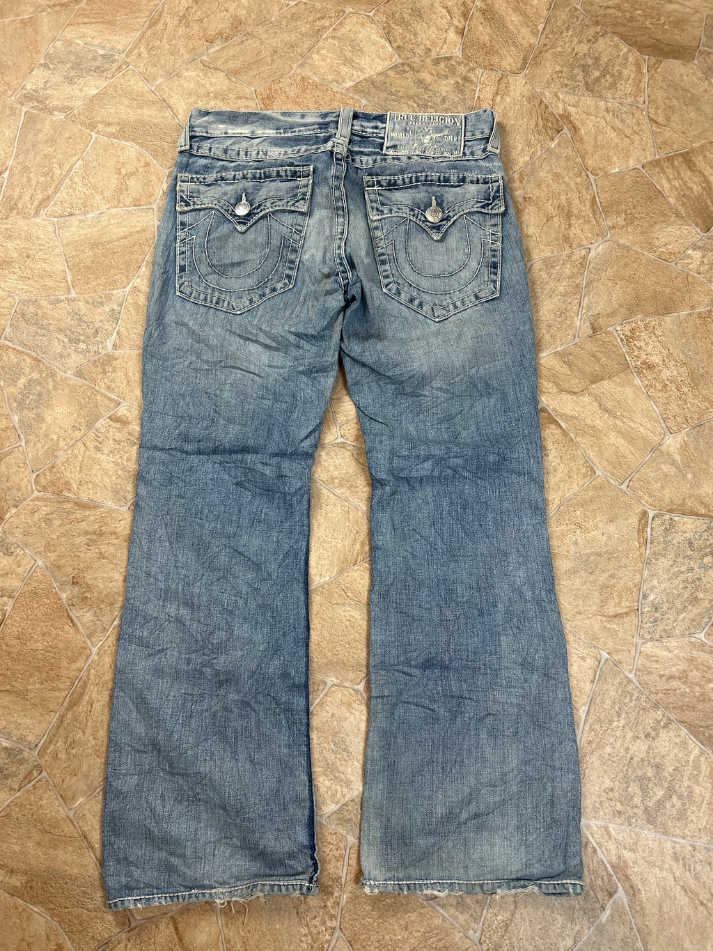 True Religion Vintage Straight Jeans Baggy Billy Big T, L