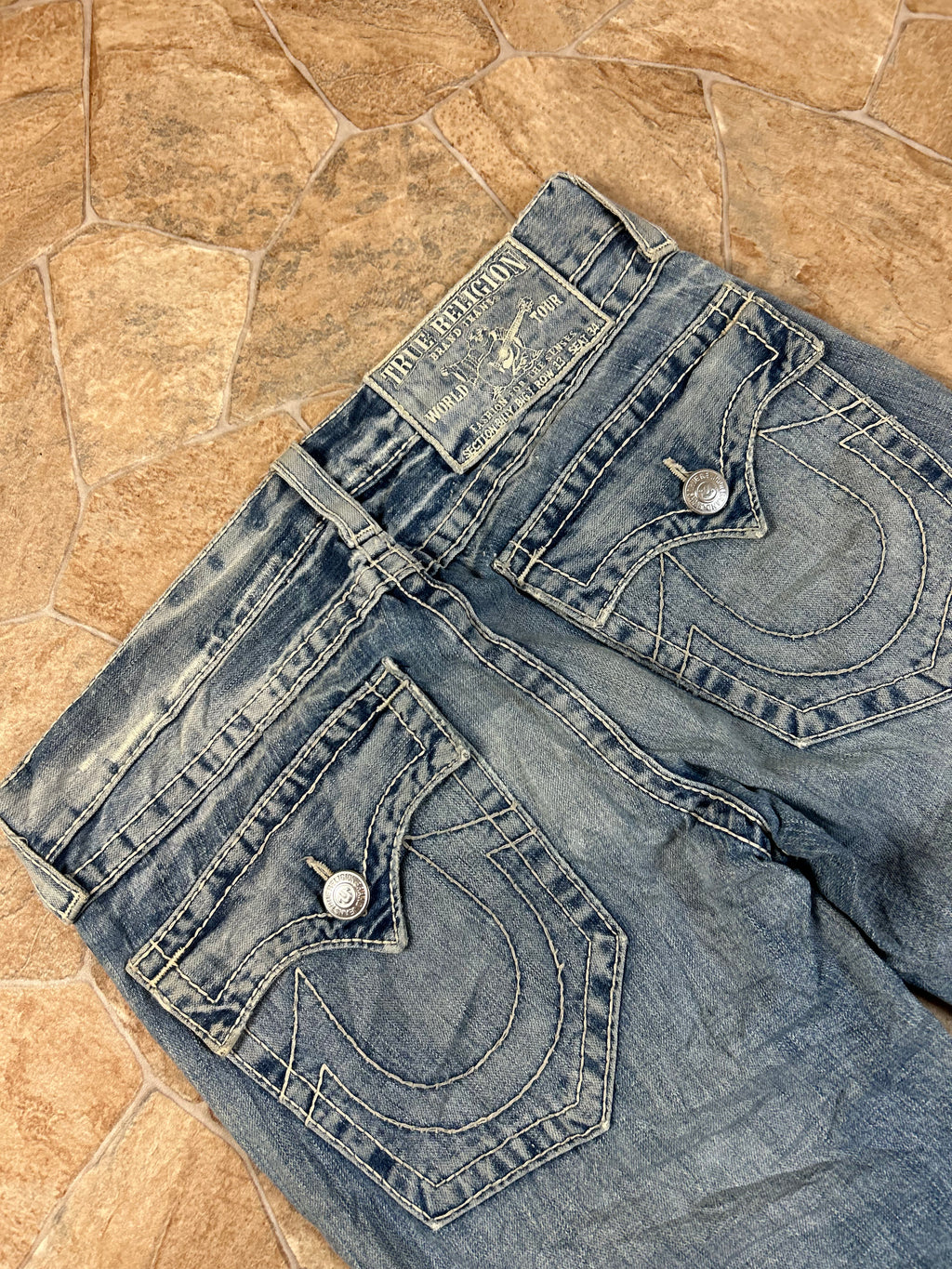 True Religion Vintage Straight Jeans Baggy Billy Big T, L