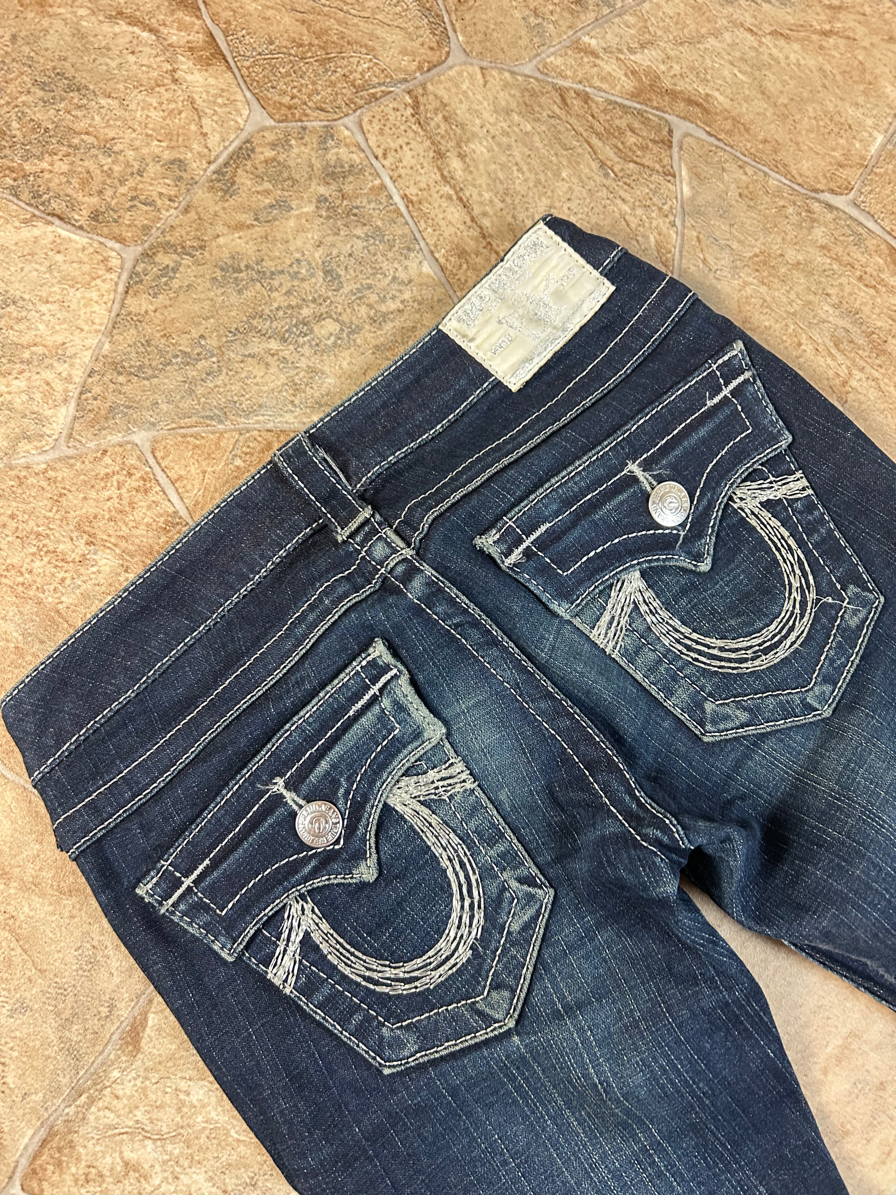True Religion Vintage Flared Jeans Bootcut Schlaghose lowwaist Rainbow Joey, XS