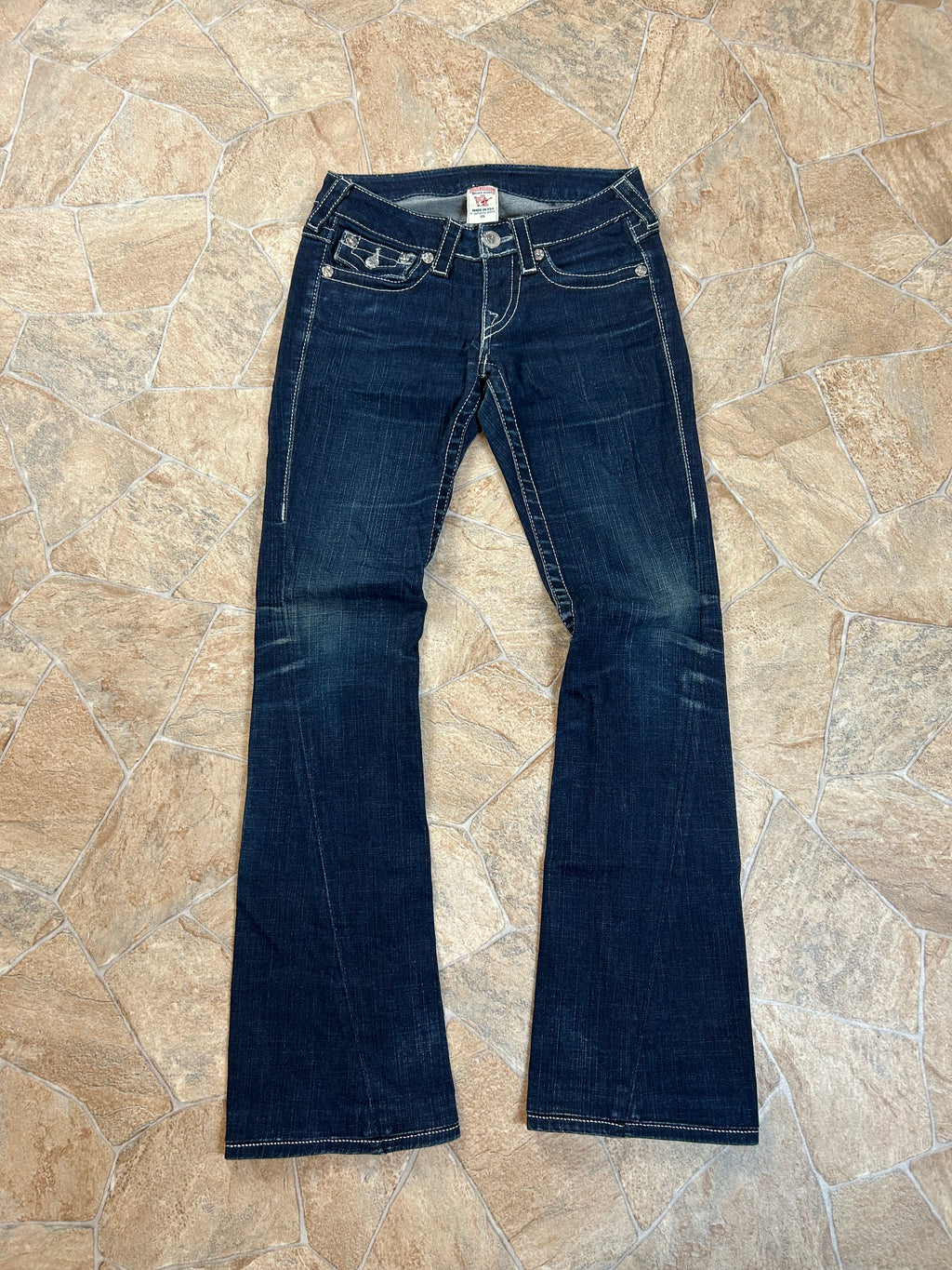 True Religion Vintage Flared Jeans Bootcut Schlaghose lowwaist Rainbow Joey, XS
