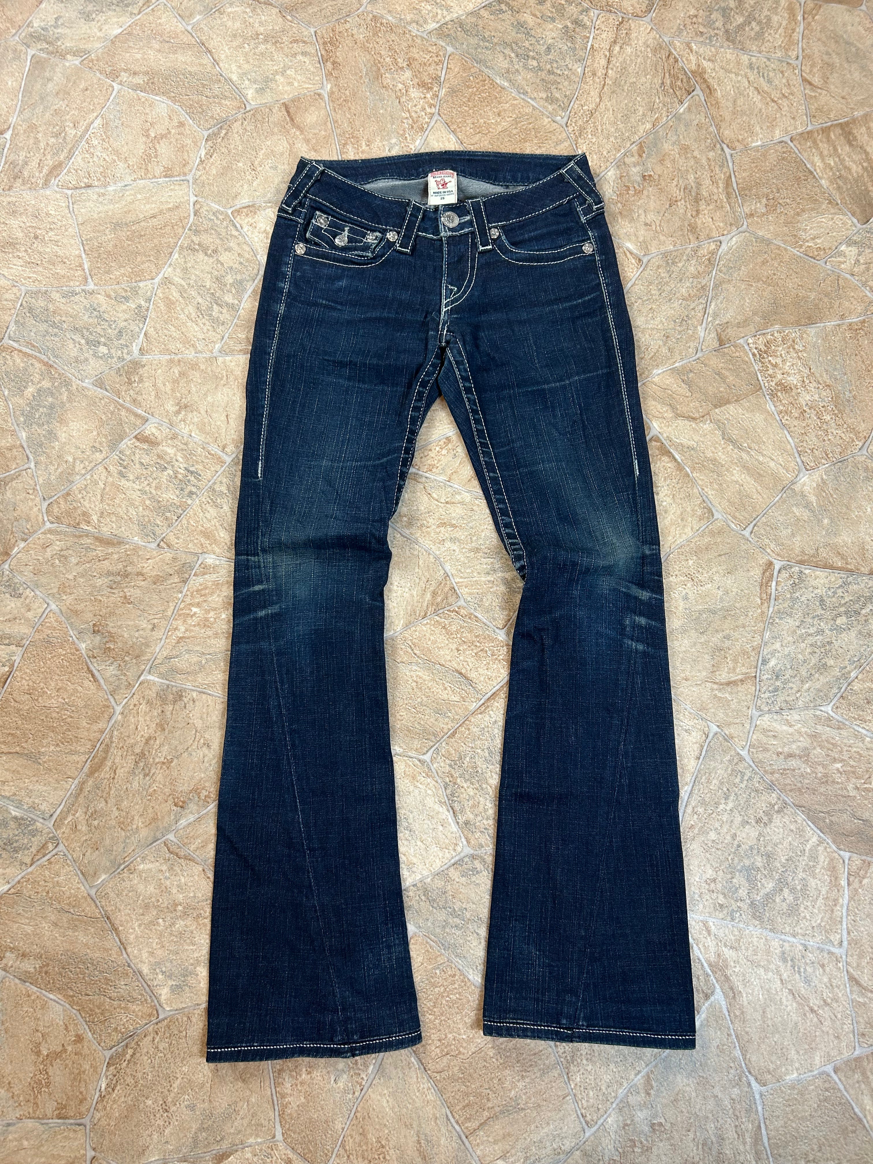 True Religion Vintage Flared Jeans Bootcut Schlaghose lowwaist Rainbow Joey, XS