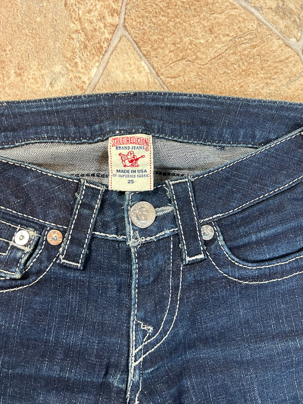 True Religion Vintage Flared Jeans Bootcut Schlaghose lowwaist Rainbow Joey, XS