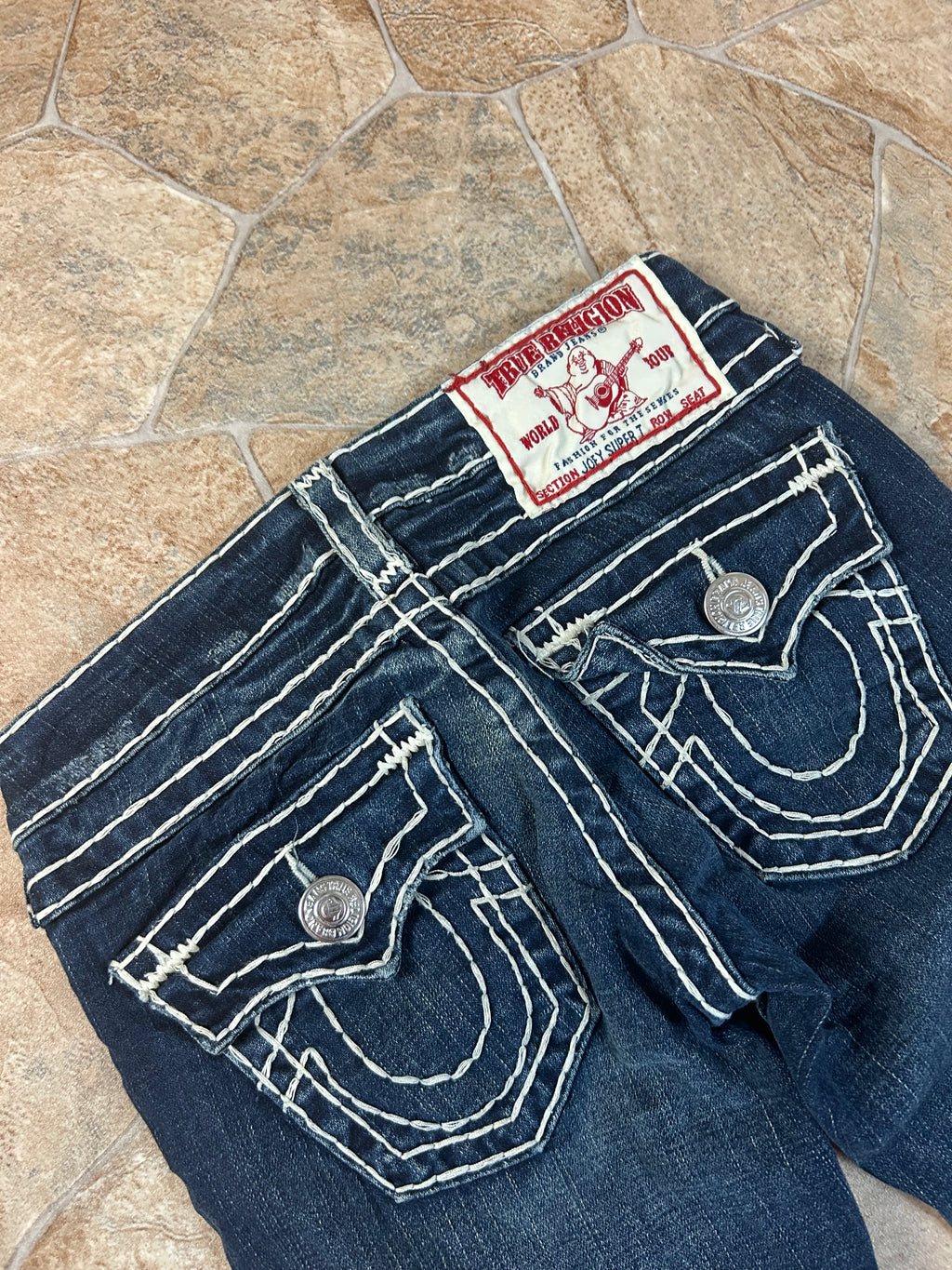 True Religion Vintage Flared Jeans Bootcut Schlaghose lowwaist Joey Super T, XS