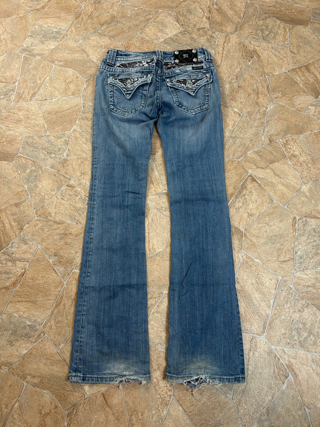 Miss Me Vintage Flared Jeans Bootcut Schlaghose Lowwaist, XS