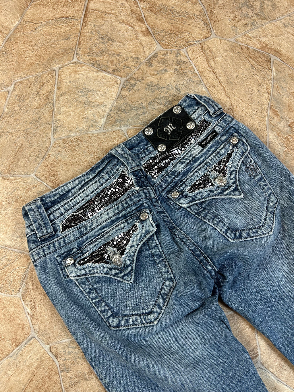 Miss Me Vintage Flared Jeans Bootcut Schlaghose Lowwaist, XS