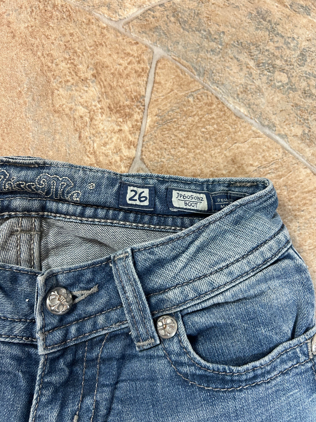 Miss Me Vintage Flared Jeans Bootcut Schlaghose Lowwaist, XS