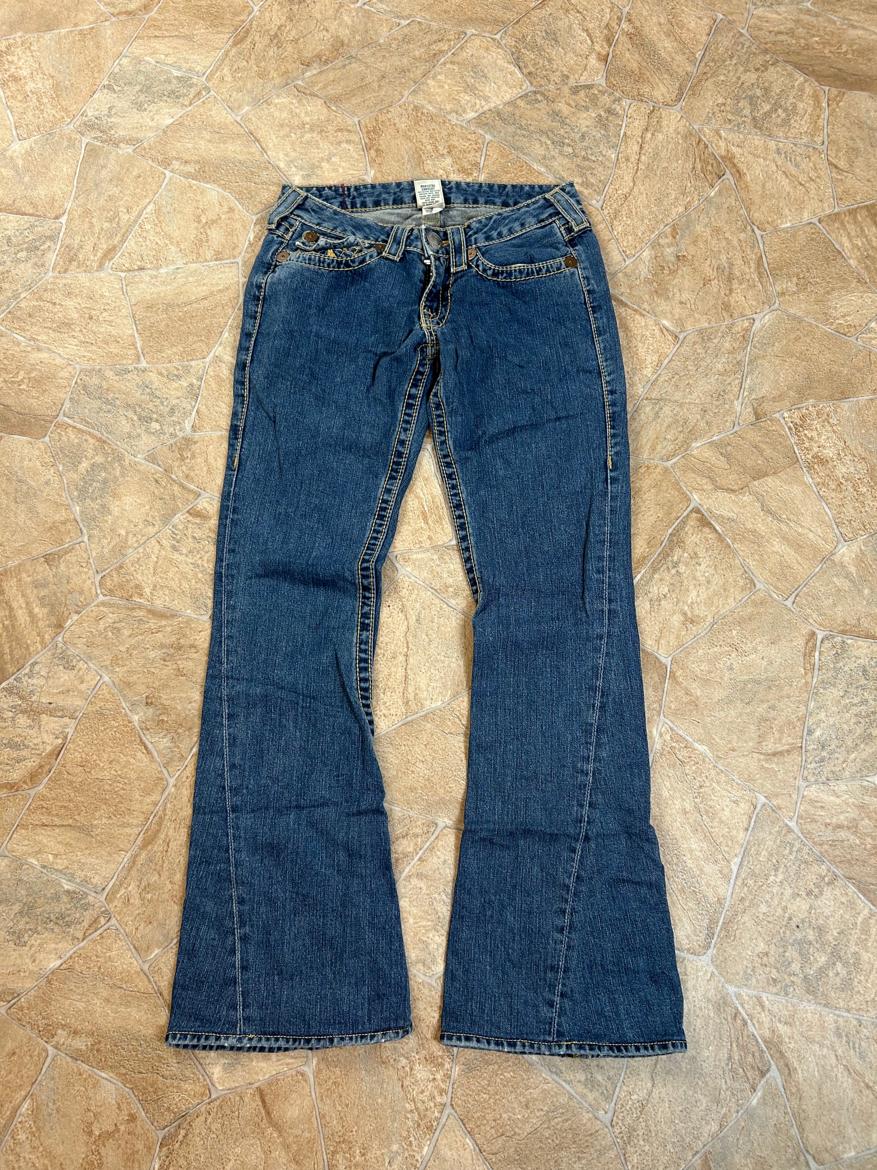 True Religion Vintage Flared Jeans Bootcut Schlaghose lowwaist Rainbow Joey, XS