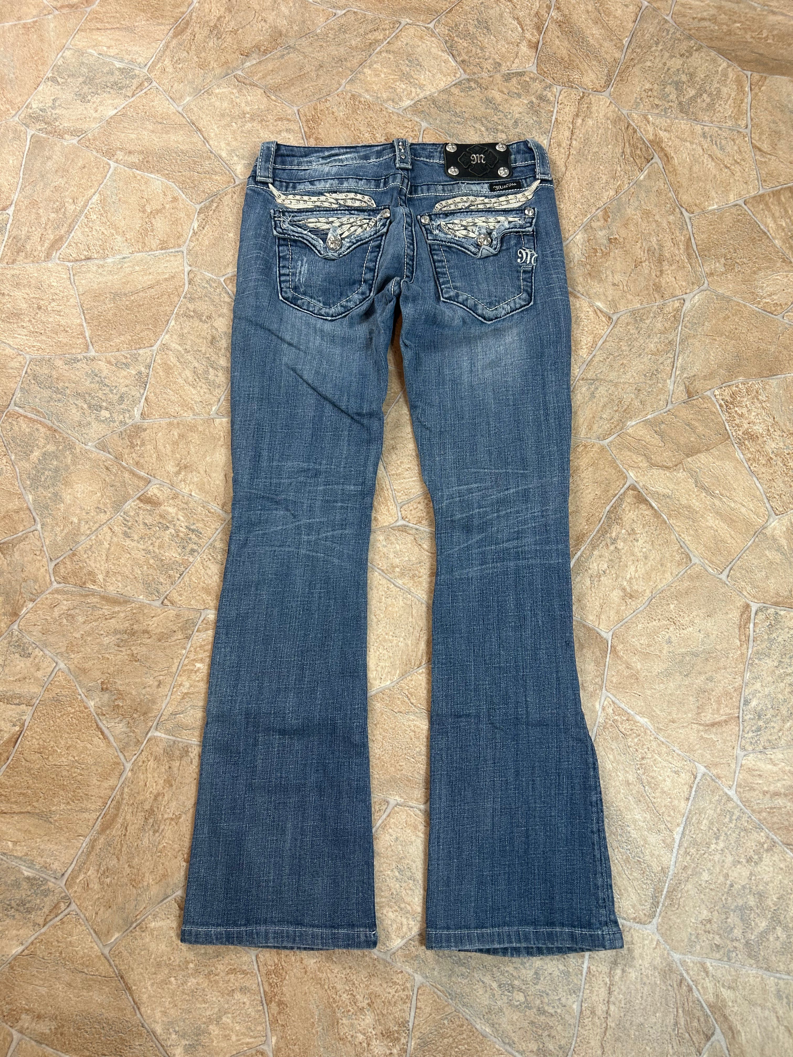 Miss Me Vintage Flared Jeans Bootcut Schlaghose lowwaist Angel Wings, XS