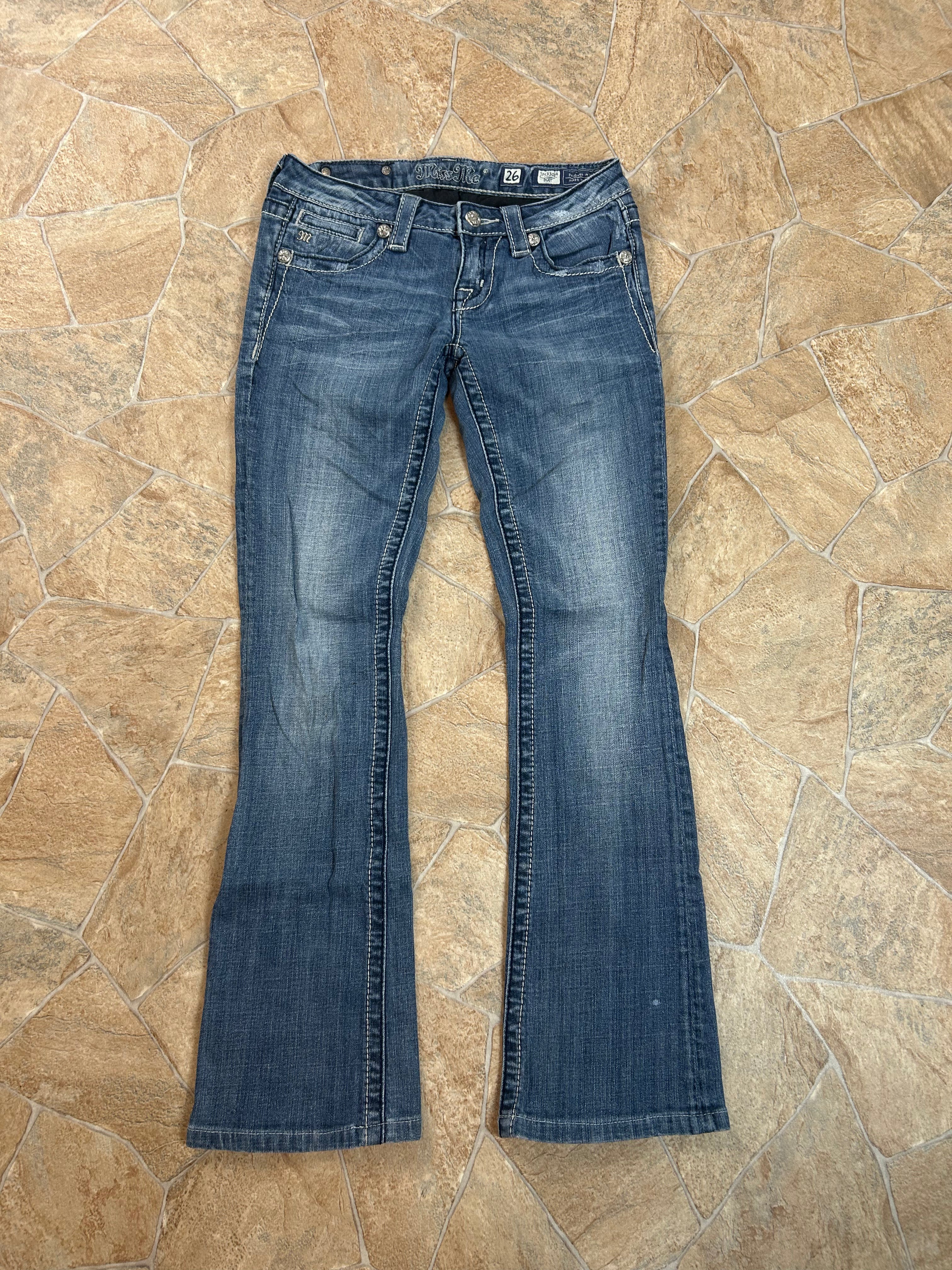 Miss Me Vintage Flared Jeans Bootcut Schlaghose lowwaist Angel Wings, XS