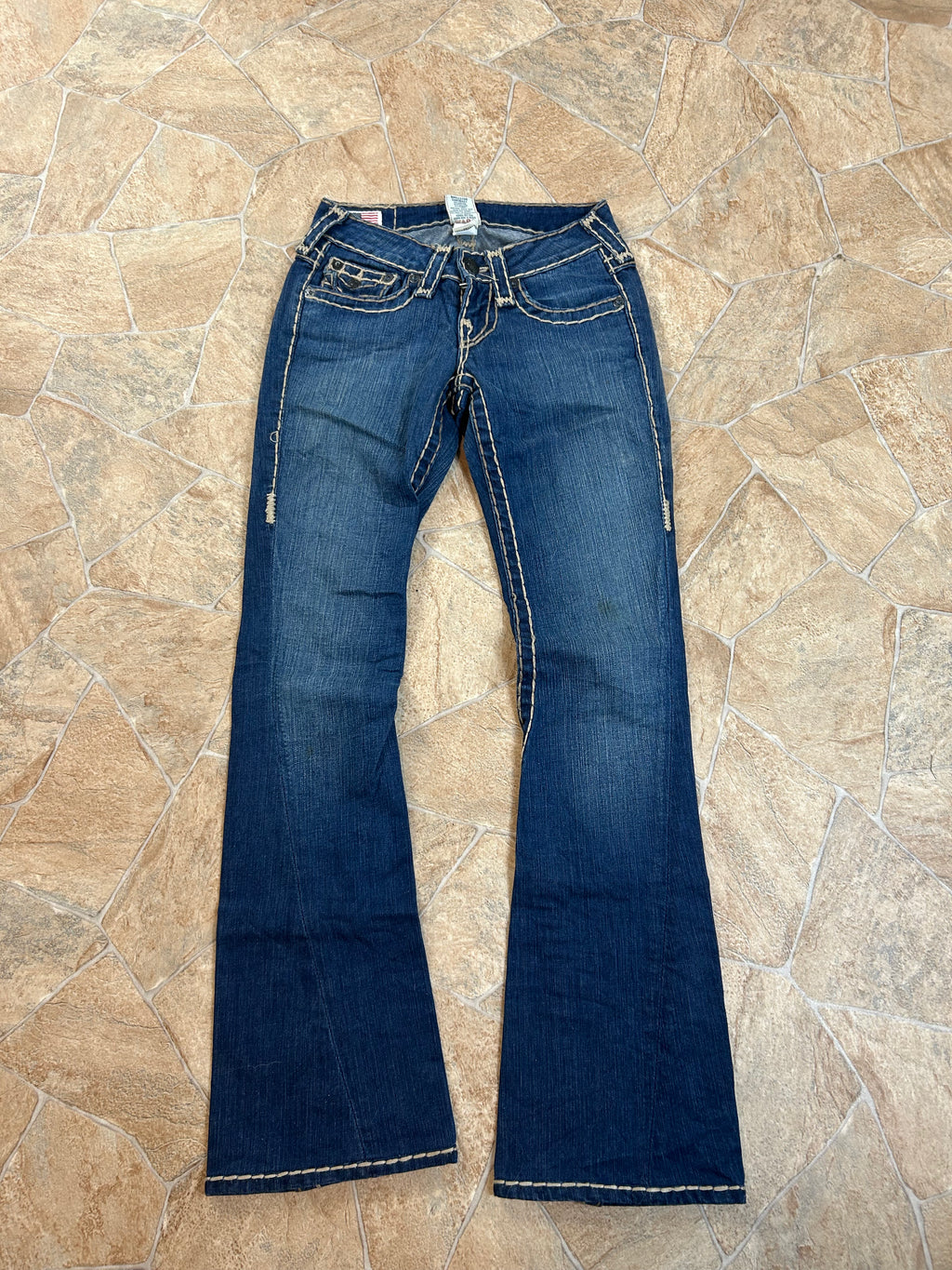 True Religion Vintage Flared Jeans Bootcut Schlaghose lowwaist Joey Super T, XXS
