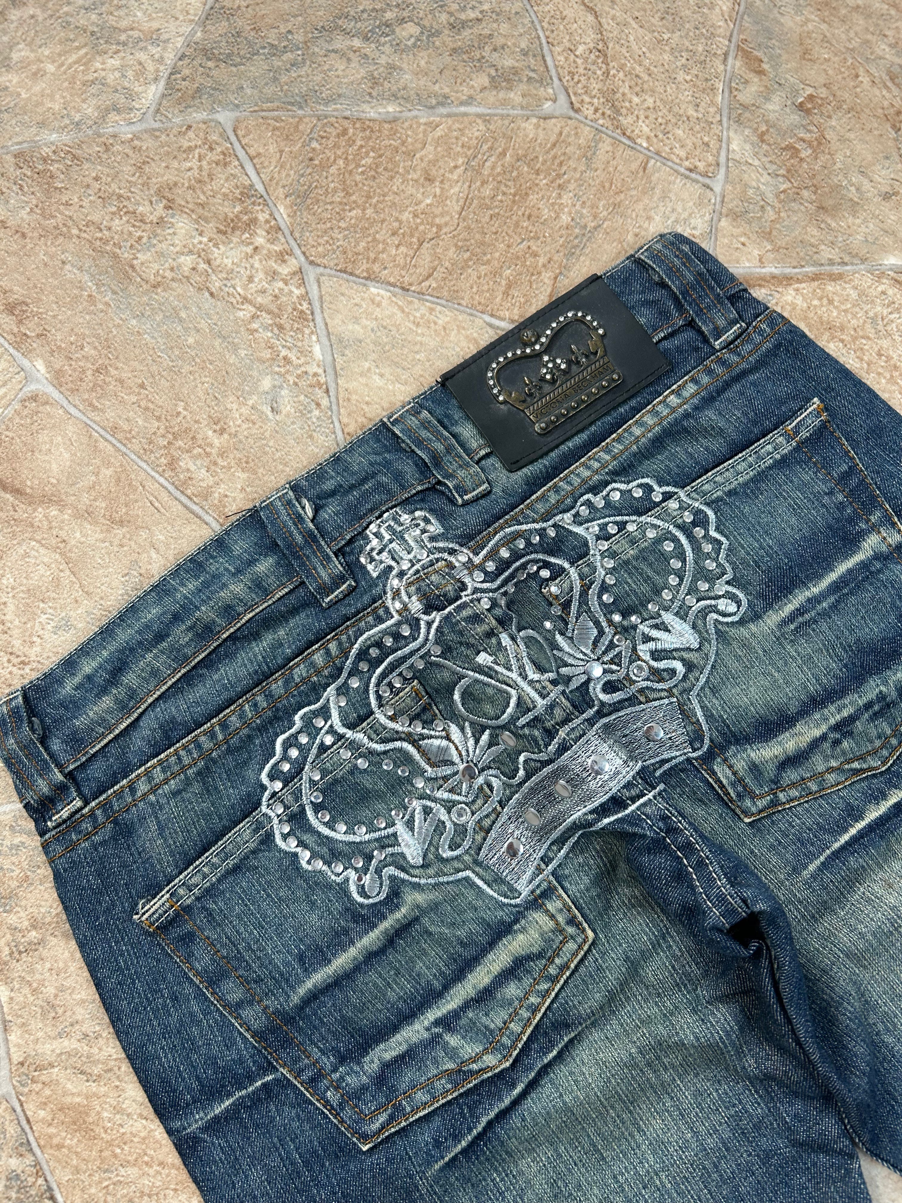 Victoria Beckham Vintage Straight Jeans Big Backprint Y2K W30/M