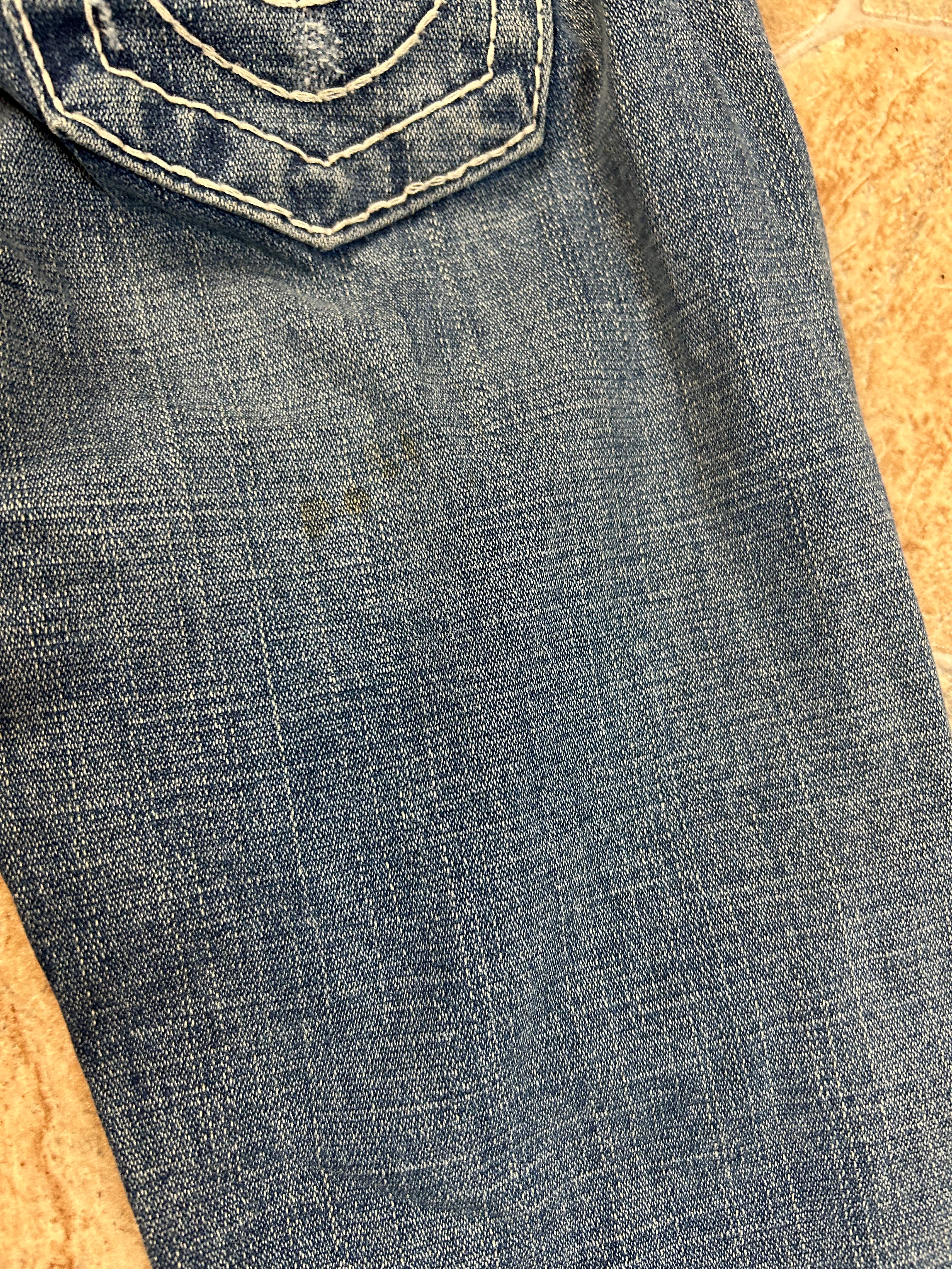 True Religion Vintage Flared Jeans Bootcut lowwaist Disco Joey Big T Swarovski Y2K W24/XS