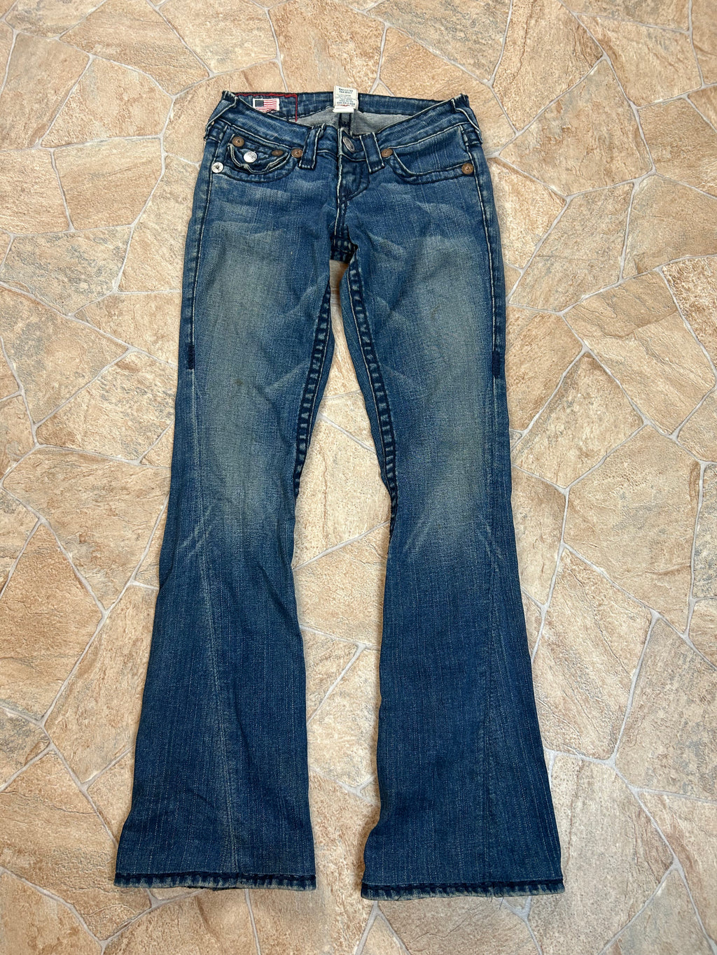 True Religion Vintage Flared Jeans Bootcut lowwaist Joey Super T Y2K W24/XS