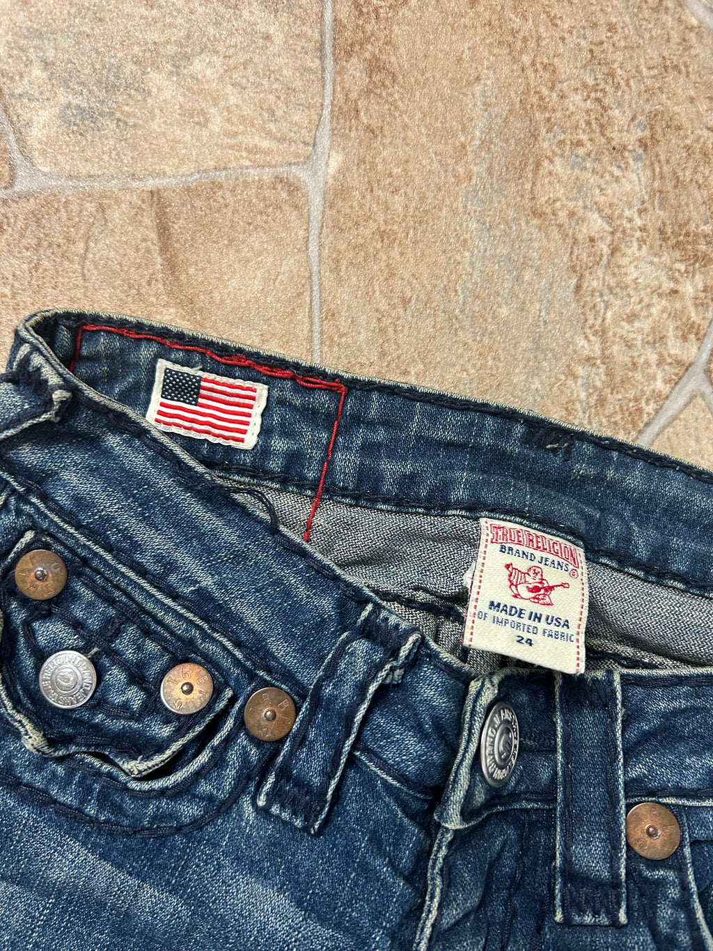 True Religion Vintage Flared Jeans Bootcut lowwaist Joey Super T Y2K W24/XS