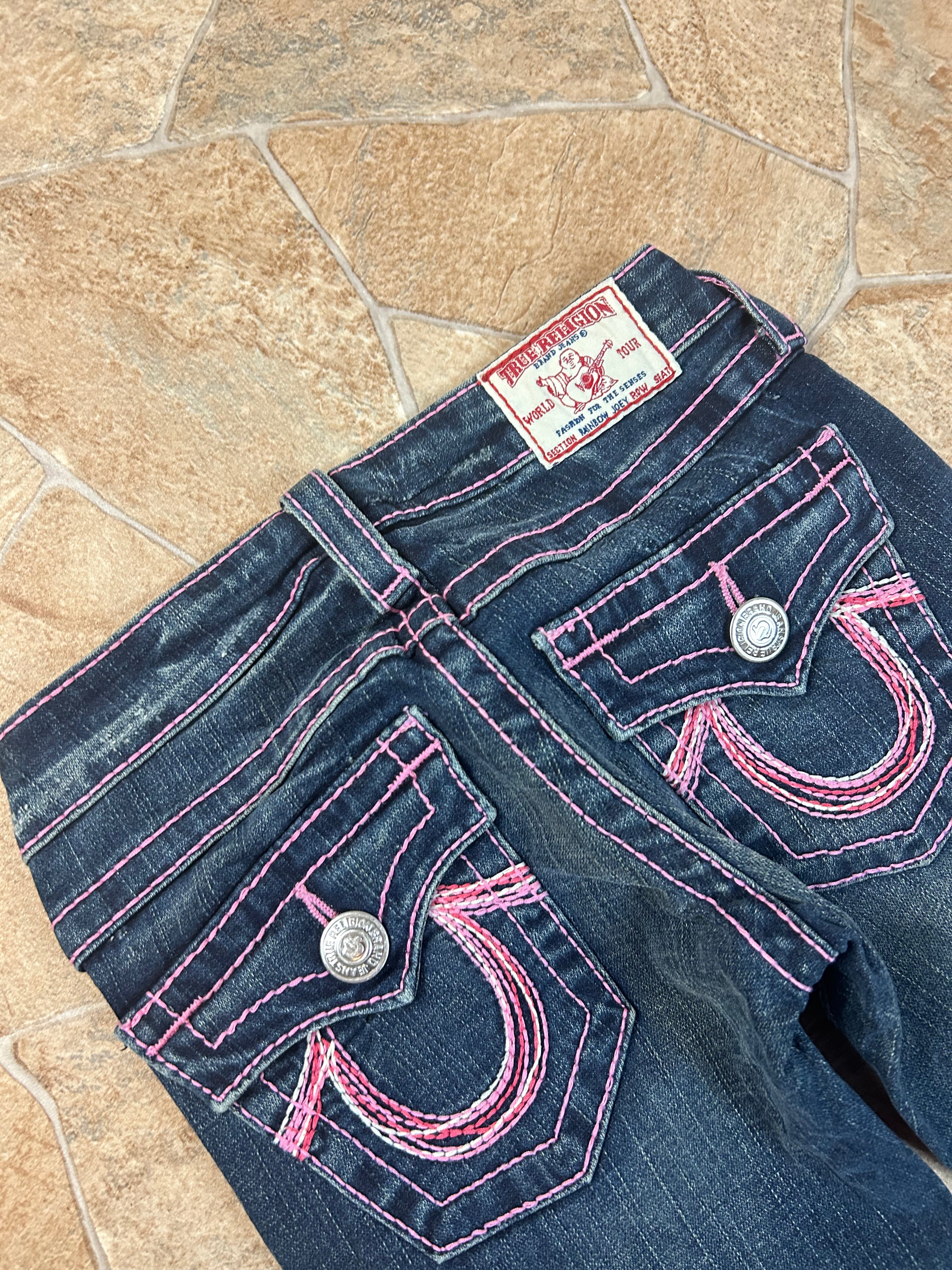 True Religion Vintage Flared Jeans Bootcut lowwaist Rainbow Joey Y2K W23/XS