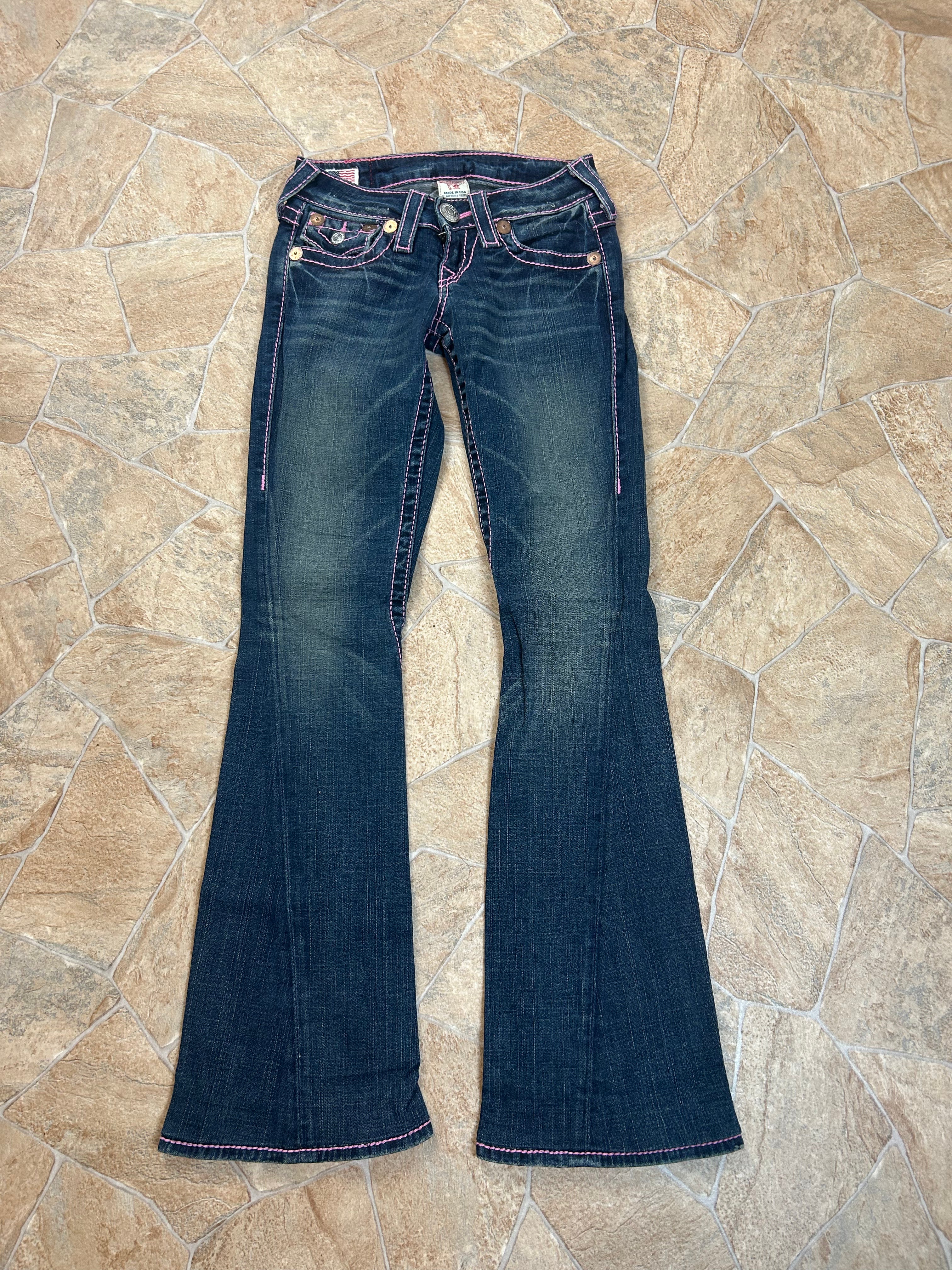 True Religion Vintage Flared Jeans Bootcut lowwaist Rainbow Joey Y2K W23/XS