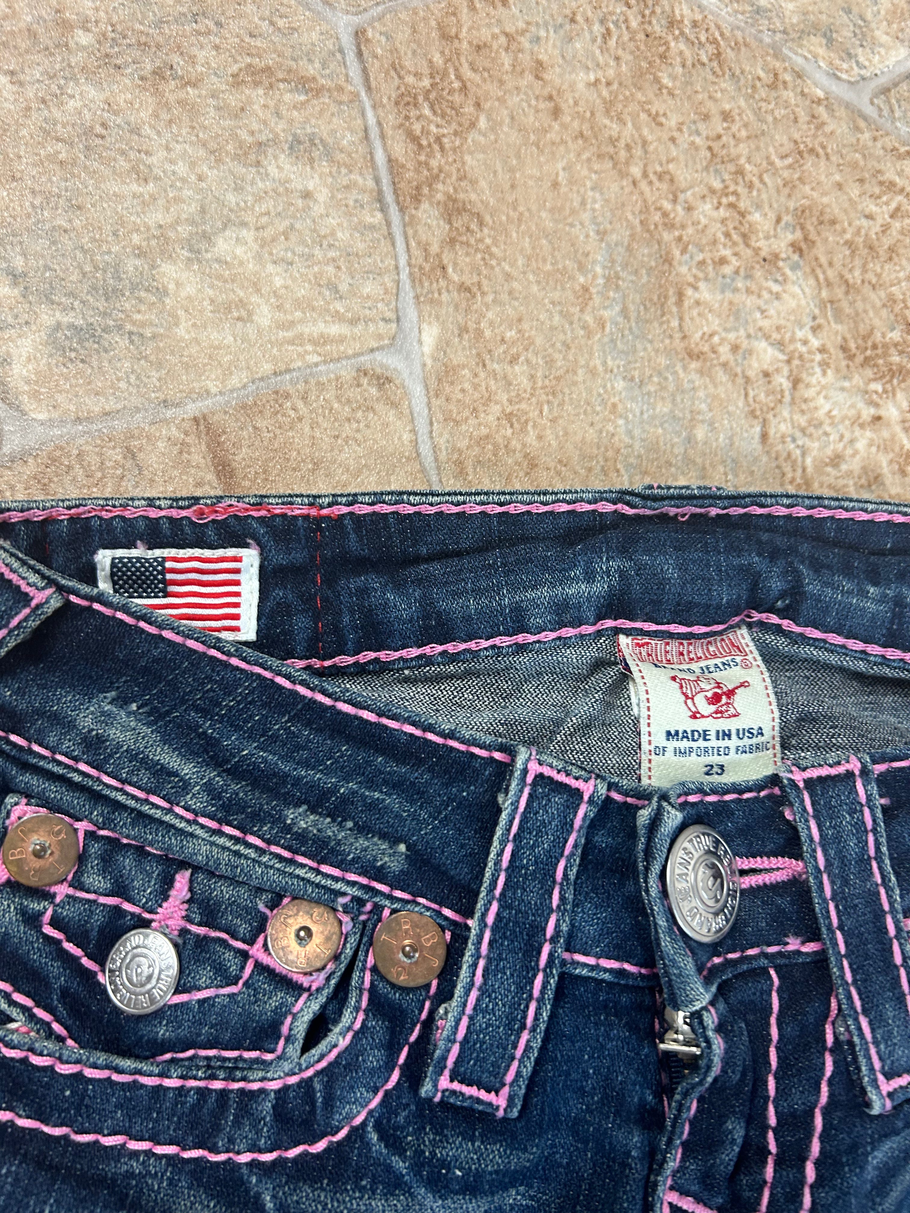 True Religion Vintage Flared Jeans Bootcut lowwaist Rainbow Joey Y2K W23/XS